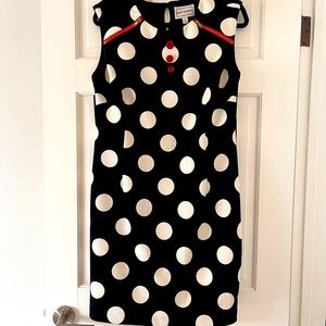 Karin Stevens black white poker dot dress 12